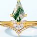 exclusive Crown Stacking Natural Green Moss Stone Ring S925 Silver Water Grass Agate Combination Ring Light Luxury Style_ipsvogv.com