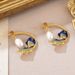 Natural Flower Pearl Earrings Oil Painting Series Earrings 2024 New Summer High End Retro Niche Earrings_ipsvogv.com