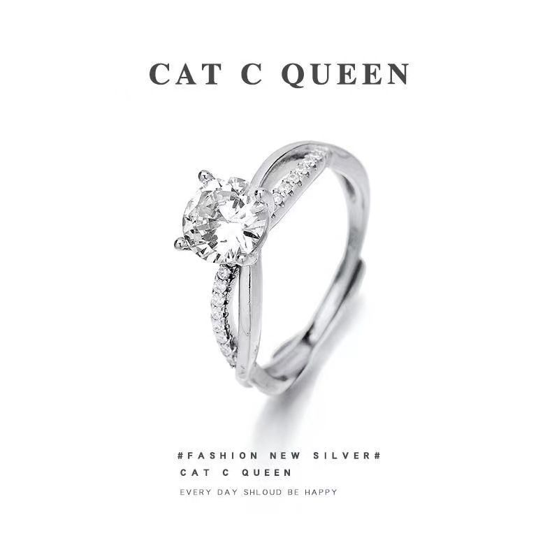 2 Carat Ring Ring Female Niche Design Fashion Personality Light Luxury Net Red Live Broadcast Moissanite Open Temperament_ipsvogv.com