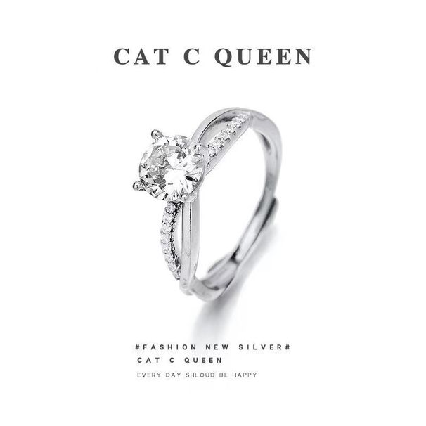 2 Carat Ring Ring Female Niche Design Fashion Personality Light Luxury Net Red Live Broadcast Moissanite Open Temperament_ipsvogv.com