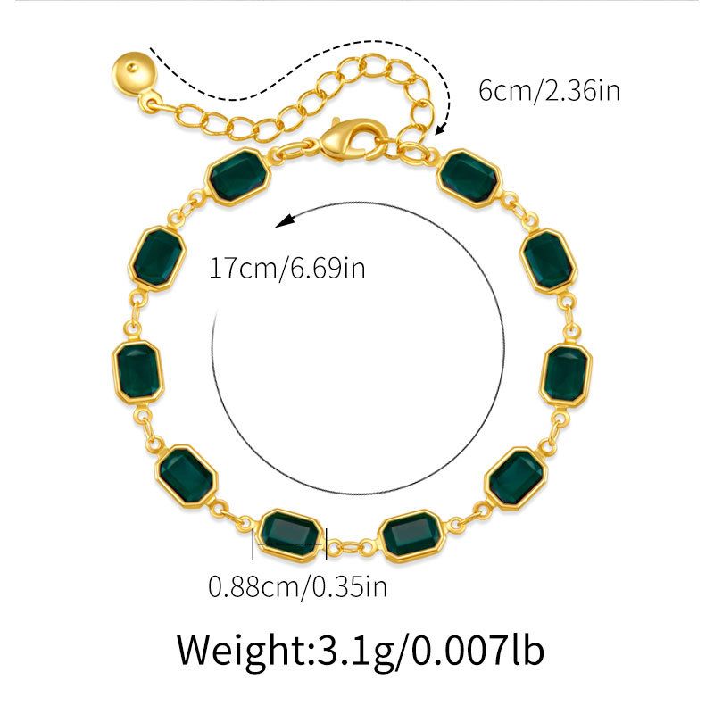 Women's Jewelry Temperament Bracelet Copper Plated K Real Gold Color Preserving Chain Emerald Atmospheric Simple Gift_ipsvogv.com