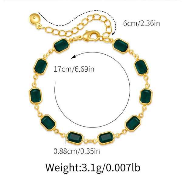 Women's Jewelry Temperament Bracelet Copper Plated K Real Gold Color Preserving Chain Emerald Atmospheric Simple Gift_ipsvogv.com