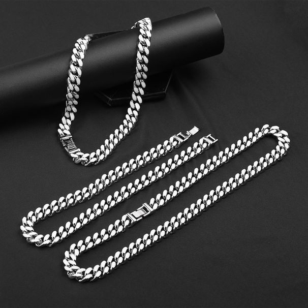 White Vinyl Men's Hip-hop, Women's Collarbone Chain, Contrasting Color, Cuban Thick Necklace, Trendy Necklace_ipsvogv.com