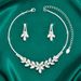 Women’s Jewelry Set Fashion Bridal Jewelry Set Rhinestone Crystal Flower Necklace Earrings Full Diamond Evening Dress Accessories_ipsvogv.com