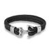 Men's Titanium Steel Bracelet 1pc Black Cowhide Braided Anchor Stainless Steel Leather Bracelet Leather Strap_ipsvogv.com