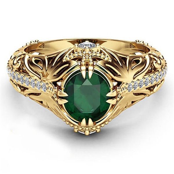 Sanjie's New Emerald Plated 14k Luxury Simulated Diamond Engagement Ring_ipsvogv.com