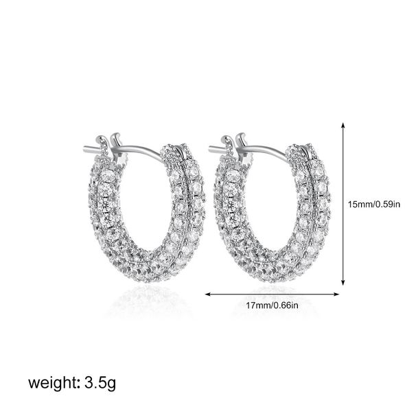 Unisex Copper Plated Micro Inlaid Zirconium Earrings Real Gold Circle Ear Buckles Retro Light Luxury Commuter Earrings_ipsvogv.com