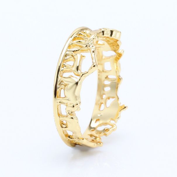 Women's Jewelry Lion King Ring In Gold Tone - Elegant Hollow-Out Lion Design, Fashionable Statement Piece For Valentine's Day Gift_ipsvogv.com
