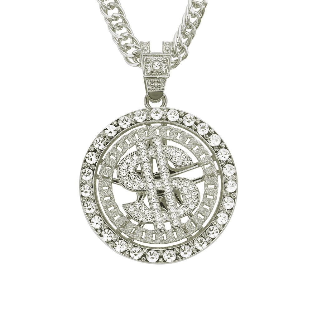 Hip Hop Personality Trendy Brand with Diamond Set, US Dollar Rotating Pendant, Necklace Decoration, Nightclub Bubble Bar_ipsvogv.com