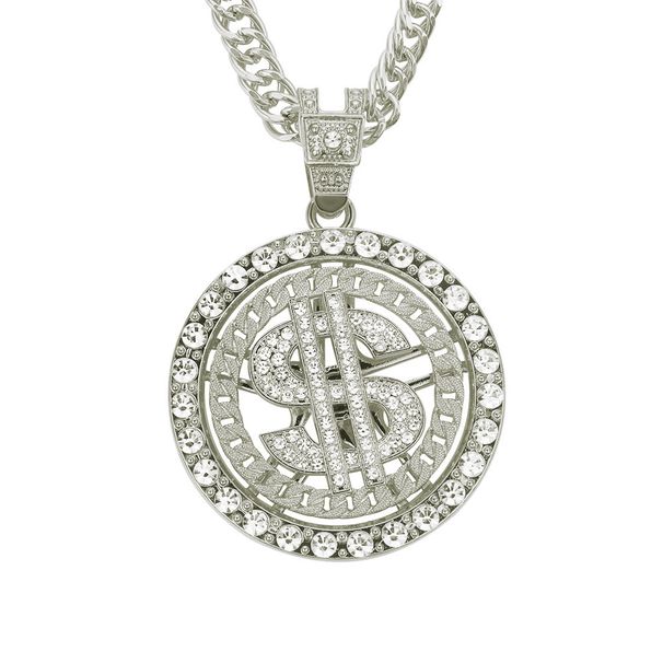 Hip Hop Personality Trendy Brand with Diamond Set, US Dollar Rotating Pendant, Necklace Decoration, Nightclub Bubble Bar_ipsvogv.com