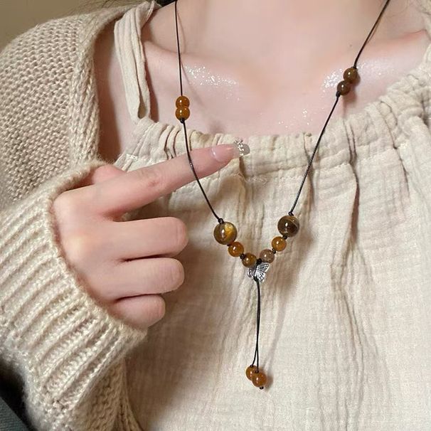 Retro Hot Girl Distressed Long Double Chain Necklace Bohemian Ethnic Style Colorful Flower Beaded Sweater Chain_ipsvogv.com