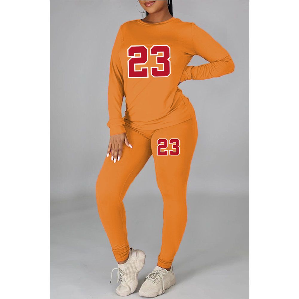Women's Clothing Large size fat woman autumn and winter women's clothing printed personality casual two piece suit_ipsvogv.com