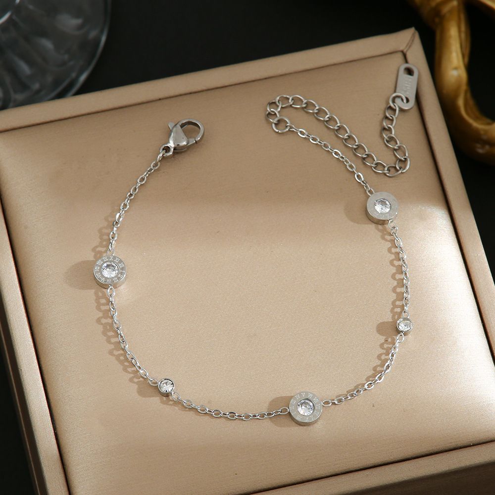 Small Niche Design Temperament Roman White Zirconia Titanium Steel Women's Gold Korean Version Simple Internet Celebrity_ipsvogv.com