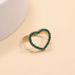 Japanese And Korean Cool Style Niche Instagram Trendy Green Diamond Hollow Heart Shaped Opening Internet Celebrity Sweet_ipsvogv.com