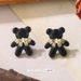 Ins Style New Bear Butterfly Earrings Light Luxury Advanced Black Sweet Gentle Temperament Earrings Inlaid Pearl Earrings_ipsvogv.com