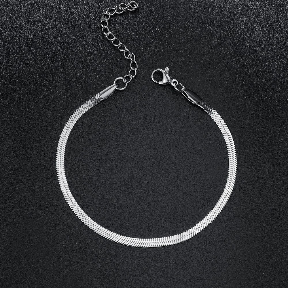 Women’s Jewelry Set FashionSimple And Versatile Stainless Steel Anklet For Women 3/4/5MM Vacuum Gold Plated Flat Snake Chain Hot Selling Jewelry_ipsvogv.com