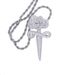 Men's Punk Rose Cross Pendant Necklace With Tennis Chain & Zircon Stones, Adjustable Length 21-71cm, Silver/Gold/Rose Gold Men's Necklace_ipsvogv.com