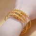 Round Spherical Arabic Gold Women's Zircon Vacuum Electroplated Bracelet Jewelry Set_ipsvogv.com