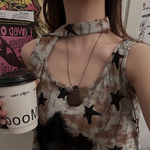 Retro New Chinese Wooden Wine Flask Black Rope Long Necklace Female Personality Unique Temperament Versatile Necklace Sweater Chain_ipsvogv.com