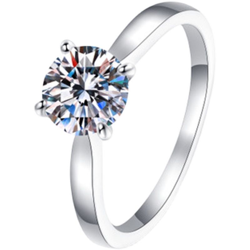Mosang Stone Diamond Four Claw D Color 1 Carat Pure Silver Wedding Proposal Ring Men and Women as a Gift for Girlfriend_ipsvogv.com