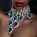 Luxury blue diamond tassel necklace Summer new water drop multi layer sexy accessories necklace for women_ipsvogv.com