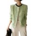 Women's Clothing Wool tweed autumn short candy green tops _ipsvogv.com