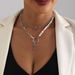Vintage pearl patchwork star necklace for women Creative cross double layered collars_ipsvogv.com