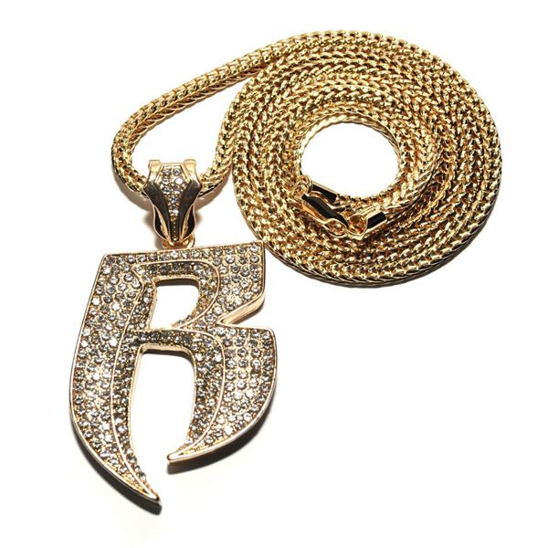 Necklace with diamonds, hip hop letter necklace fashion personality alloy necklace_ipsvogv.com