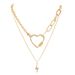 Necklace Alloy Heart Shaped Zircon Lightning Pendant Double Layer Clavicle Chain Necklace For Women_ipsvogv.com
