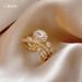 Elliptical Zircon Cross Opening Fashionable Personalized Design, Index Finger Ring, Light Luxury, Exquisite And High-end_ipsvogv.com