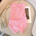 Women's Clothing Sweet and Spicy Style Top Suit Women's Pink Tassel Knitted Small Camisole + High Waist Wide Leg Casual Shorts_ipsvogv.com