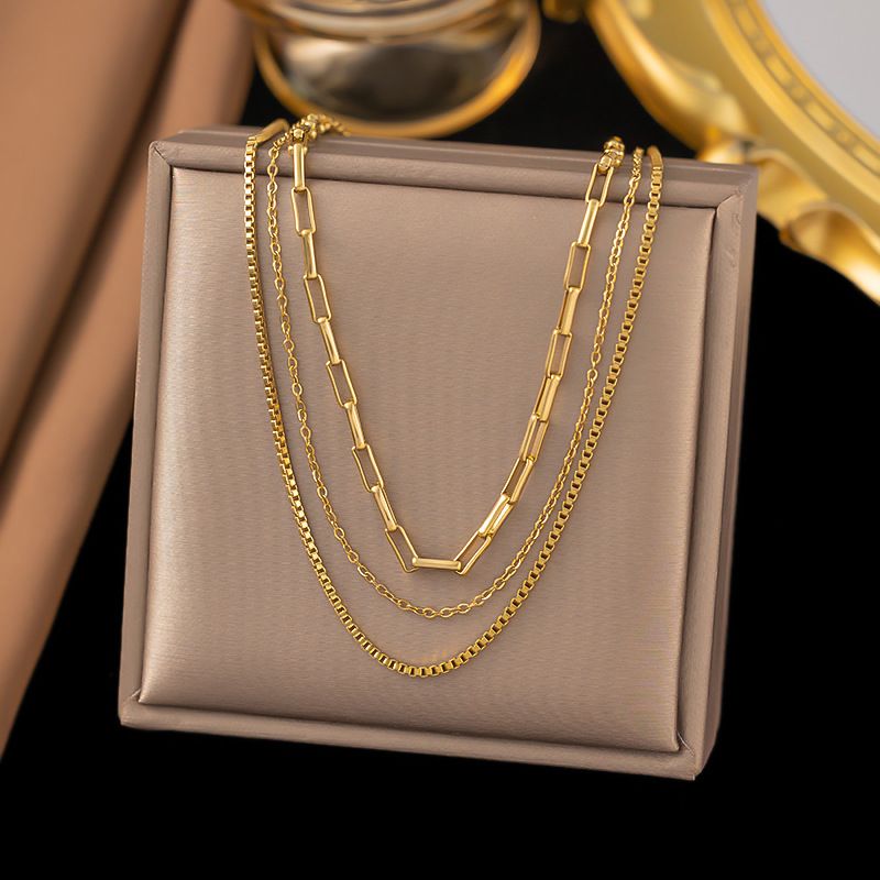 Snake Bone Chain Recomded, Three-layer Stainless Steel Necklace, Light Luxury, High-end, Niche Design Necklace For_ipsvogv.com