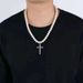 Men's Diamond Cross Minimalist Pearl Necklace, Men's Fashionable Jewelry_ipsvogv.com