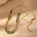 Natural Stone Beads Necklace - Gold Plated Stainless Steel Crystal Pendant Clavicle Chain Jewelry_ipsvogv.com
