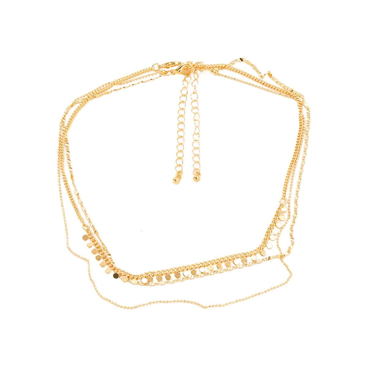 New snake bone chain cross chain multi-layer alloy necklace two-piece women's European and American choker accessories_ipsvogv.com