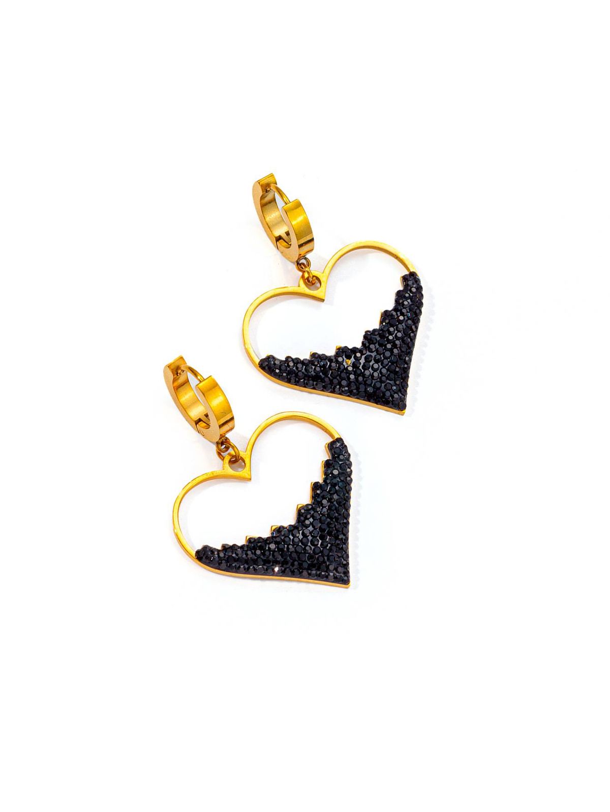 Trend explosive temperament with love hollowed-out black diamond necklace earrings set for women_ipsvogv.com