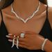 Bridal Necklace Earrings Bracelet Ring Four-Piece Rhinestone Claw Chain Jewelry Set_ipsvogv.com