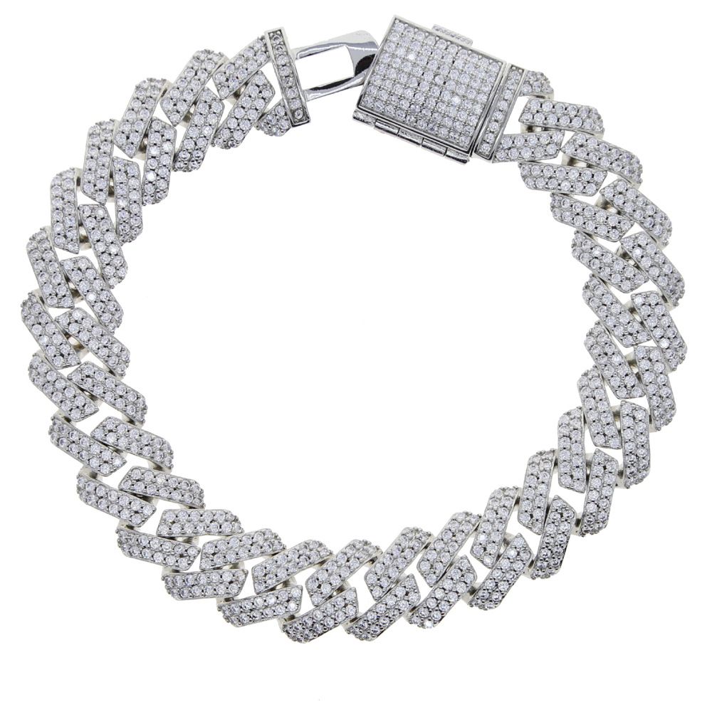 Men's Jewelry Hip Hop Cuban Chain 12mm Double Row Zircon Chain Cuban Chain Men's Hip Hop Bracelet_ipsvogv.com