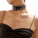 N10283 Exaggerated Punk Sexy Neckchain Rivet Lace Bow PU Collar Short Nightclub Necklace_ipsvogv.com