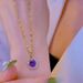 Internet Celebrity Micro Inlaid Purple Water Droplet Pendant Necklace For Women, Fashionable And Versatile, Light Luxury_ipsvogv.com