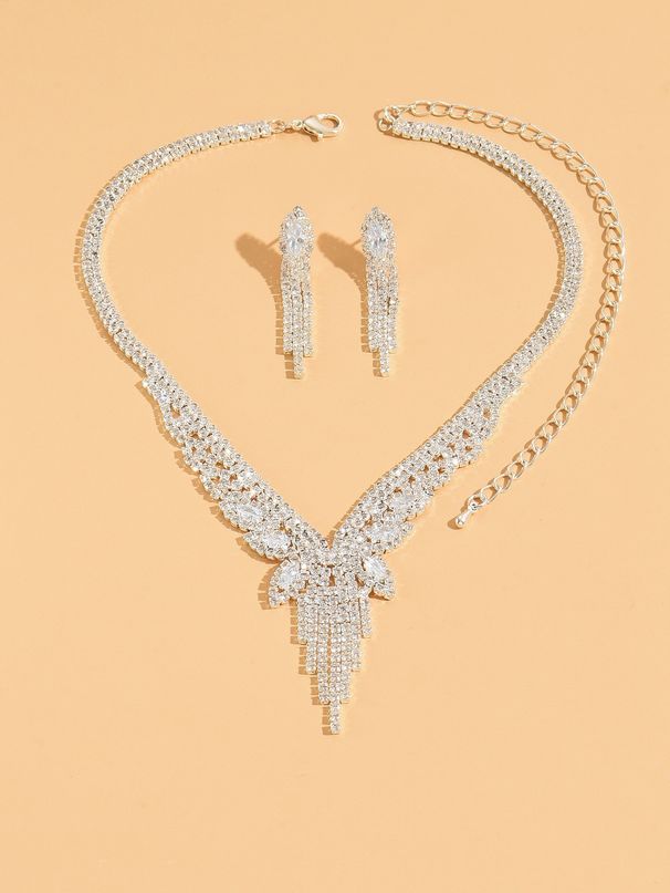 New Yiwu Small Earrings Necklace Bracelet Set High-end Zircon Wedding Jewelry_ipsvogv.com