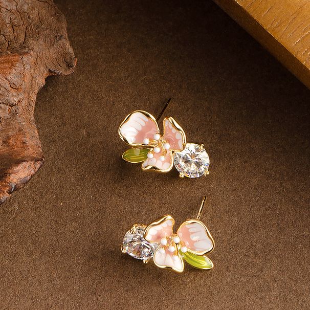 Korean Version Of Fashionable Sweet Diamond Studded Zircon Drip Oil Enamel Flower With Cute Female Temperament And_ipsvogv.com
