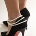Jewelry Temperament Pearl Beaded Tassel Anklet, Women's Trend Simple Geometric Instep Chain Anklet Decoration_ipsvogv.com
