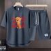 Men's Clothing 2024 Waffle Casual Summer Suit Men's Loose Teen Short sleeved T shirt Shorts Handsome Two piece Suit_ipsvogv.com