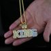 Men's Jewelry Hip Hop King Letter Pendant Necklace With Diamond Accents, Gold Plated Brass Chain, 60cm Length Diamond Pendant Necklace_ipsvogv.com