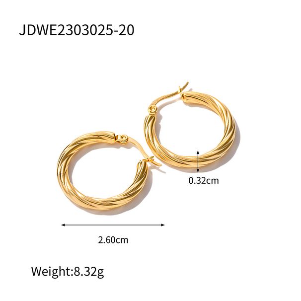 Women's Jewelry Fashion K Gold Stainless Steel Cable Wire Pattern Earrings Ins Style Non Fading Titanium Steel Earrings Ladies Earrings_ipsvogv.com