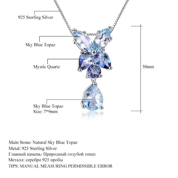 S925 Silver Natural Topaz Necklace Fashion Luxury High Grade Sterling Silver Inlaid Natural Gemstone Necklace Pendant_ipsvogv.com