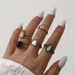 New Fashion Aobao Black Colored Diamond Combination 5-piece Ring Set_ipsvogv.com