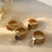 Women’s Jewelry Set Fashion Style Gold Plated Retro Niche Design Street Geometric Stripes Inlaid With Colored Zircon Ring_ipsvogv.com