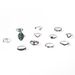 New Turquoise Crescent Carved Hollow 12 Piece Set Ring_ipsvogv.com